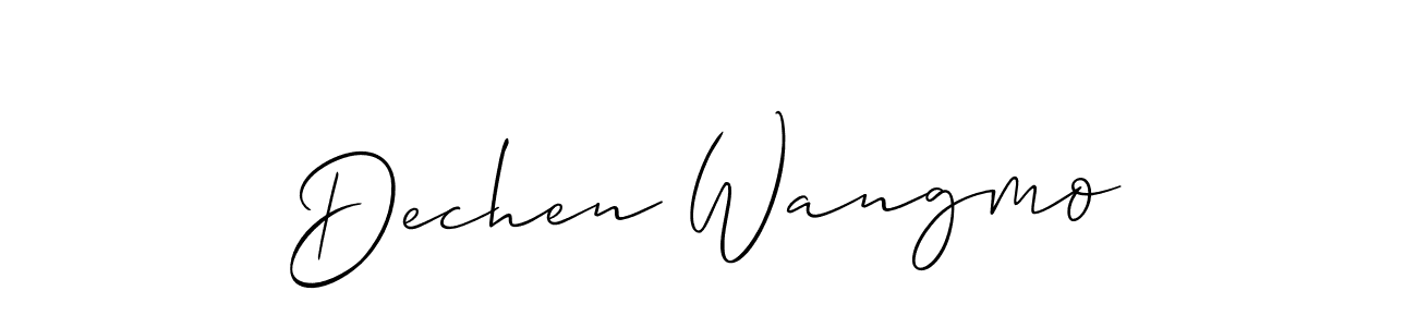 How to make Dechen Wangmo name signature. Use Allison_Script style for creating short signs online. This is the latest handwritten sign. Dechen Wangmo signature style 2 images and pictures png