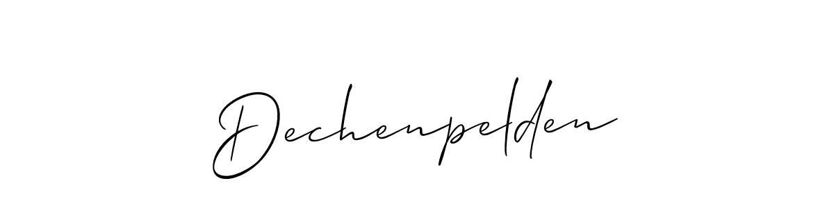 Also You can easily find your signature by using the search form. We will create Dechenpelden name handwritten signature images for you free of cost using Allison_Script sign style. Dechenpelden signature style 2 images and pictures png