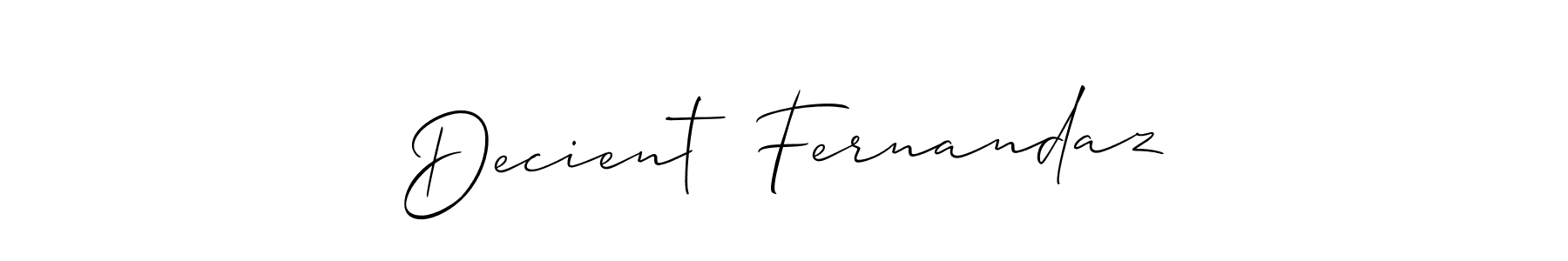 Create a beautiful signature design for name Decient  Fernandaz. With this signature (Allison_Script) fonts, you can make a handwritten signature for free. Decient  Fernandaz signature style 2 images and pictures png
