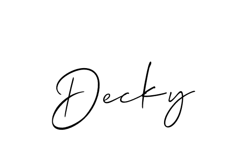 You should practise on your own different ways (Allison_Script) to write your name (Decky) in signature. don't let someone else do it for you. Decky signature style 2 images and pictures png