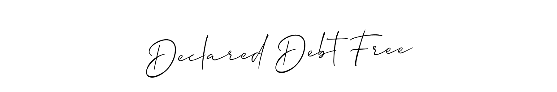 Allison_Script is a professional signature style that is perfect for those who want to add a touch of class to their signature. It is also a great choice for those who want to make their signature more unique. Get Declared Debt Free name to fancy signature for free. Declared Debt Free signature style 2 images and pictures png
