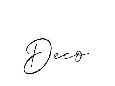 It looks lik you need a new signature style for name Deco. Design unique handwritten (Allison_Script) signature with our free signature maker in just a few clicks. Deco signature style 2 images and pictures png