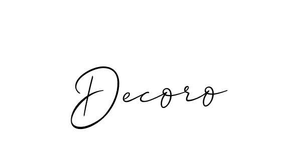 Make a beautiful signature design for name Decoro. With this signature (Allison_Script) style, you can create a handwritten signature for free. Decoro signature style 2 images and pictures png