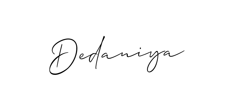 if you are searching for the best signature style for your name Dedaniya. so please give up your signature search. here we have designed multiple signature styles  using Allison_Script. Dedaniya signature style 2 images and pictures png