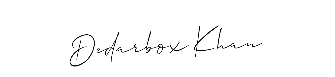 Make a beautiful signature design for name Dedarbox Khan. With this signature (Allison_Script) style, you can create a handwritten signature for free. Dedarbox Khan signature style 2 images and pictures png