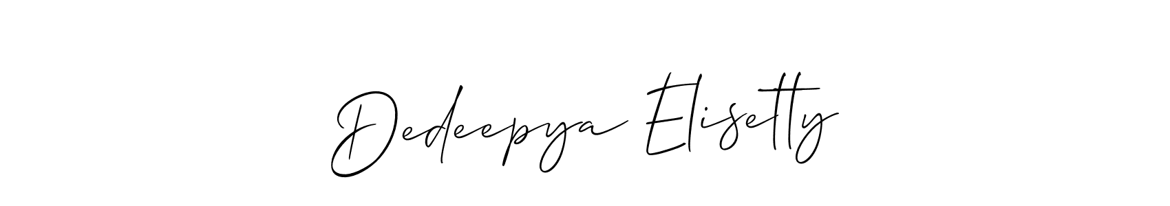 How to Draw Dedeepya Elisetty signature style? Allison_Script is a latest design signature styles for name Dedeepya Elisetty. Dedeepya Elisetty signature style 2 images and pictures png