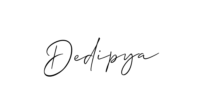 Use a signature maker to create a handwritten signature online. With this signature software, you can design (Allison_Script) your own signature for name Dedipya. Dedipya signature style 2 images and pictures png