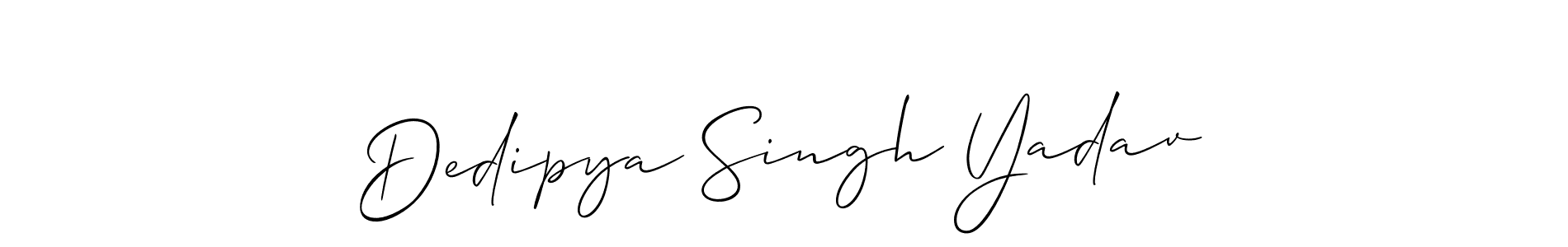 Create a beautiful signature design for name Dedipya Singh Yadav. With this signature (Allison_Script) fonts, you can make a handwritten signature for free. Dedipya Singh Yadav signature style 2 images and pictures png