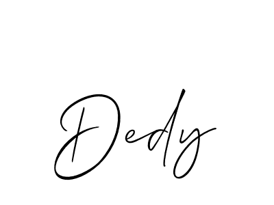 The best way (Allison_Script) to make a short signature is to pick only two or three words in your name. The name Dedy include a total of six letters. For converting this name. Dedy signature style 2 images and pictures png