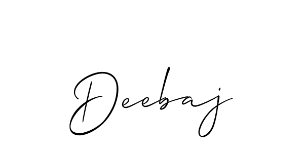 Use a signature maker to create a handwritten signature online. With this signature software, you can design (Allison_Script) your own signature for name Deebaj. Deebaj signature style 2 images and pictures png