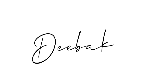 The best way (Allison_Script) to make a short signature is to pick only two or three words in your name. The name Deebak include a total of six letters. For converting this name. Deebak signature style 2 images and pictures png