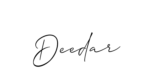 Use a signature maker to create a handwritten signature online. With this signature software, you can design (Allison_Script) your own signature for name Deedar. Deedar signature style 2 images and pictures png