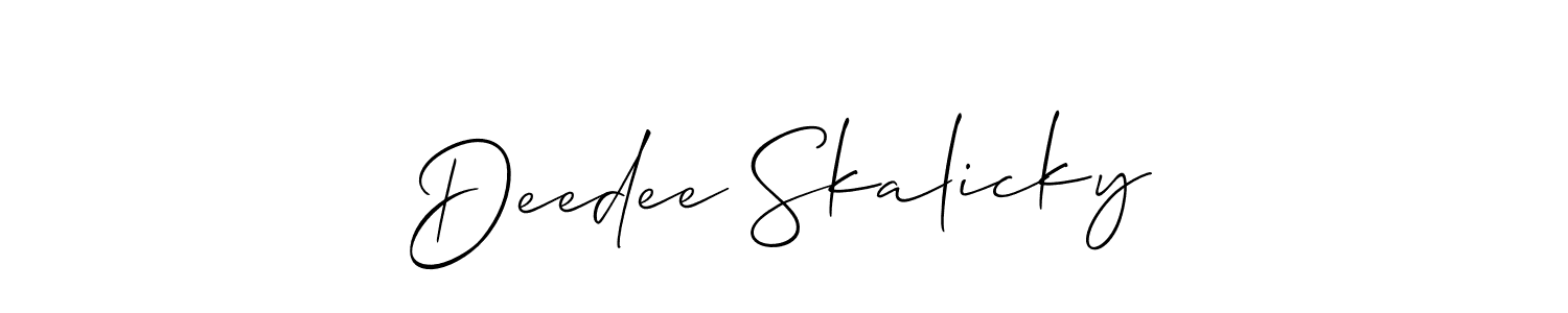 How to make Deedee Skalicky name signature. Use Allison_Script style for creating short signs online. This is the latest handwritten sign. Deedee Skalicky signature style 2 images and pictures png