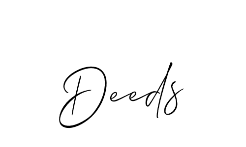 Create a beautiful signature design for name Deeds. With this signature (Allison_Script) fonts, you can make a handwritten signature for free. Deeds signature style 2 images and pictures png