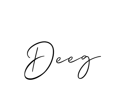 Use a signature maker to create a handwritten signature online. With this signature software, you can design (Allison_Script) your own signature for name Deeg. Deeg signature style 2 images and pictures png