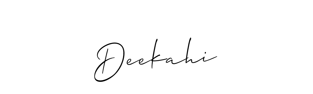 You should practise on your own different ways (Allison_Script) to write your name (Deekahiത) in signature. don't let someone else do it for you. Deekahiത signature style 2 images and pictures png