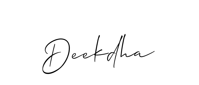 Also we have Deekdha name is the best signature style. Create professional handwritten signature collection using Allison_Script autograph style. Deekdha signature style 2 images and pictures png