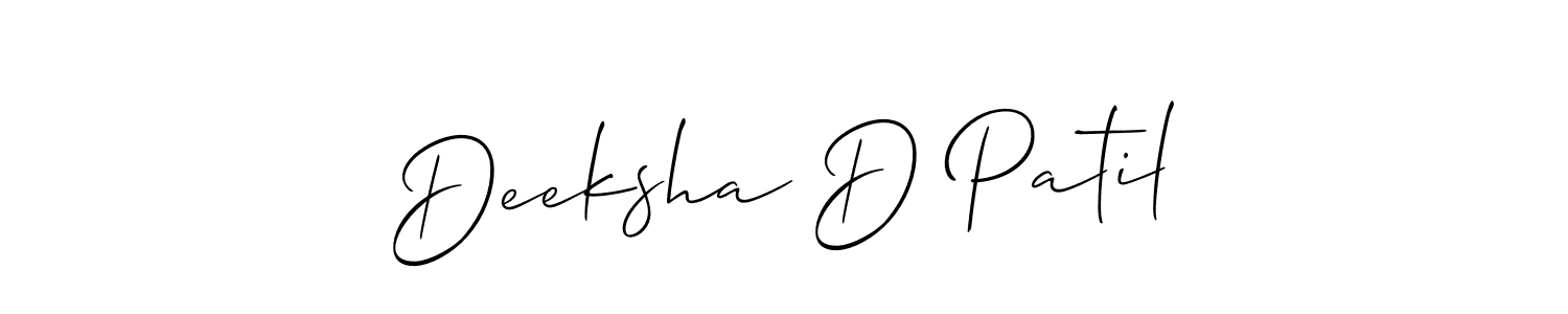 Also You can easily find your signature by using the search form. We will create Deeksha D Patil name handwritten signature images for you free of cost using Allison_Script sign style. Deeksha D Patil signature style 2 images and pictures png
