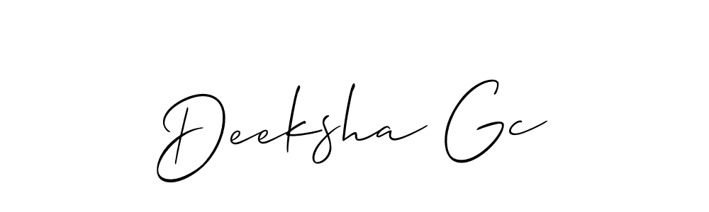 Create a beautiful signature design for name Deeksha Gc. With this signature (Allison_Script) fonts, you can make a handwritten signature for free. Deeksha Gc signature style 2 images and pictures png