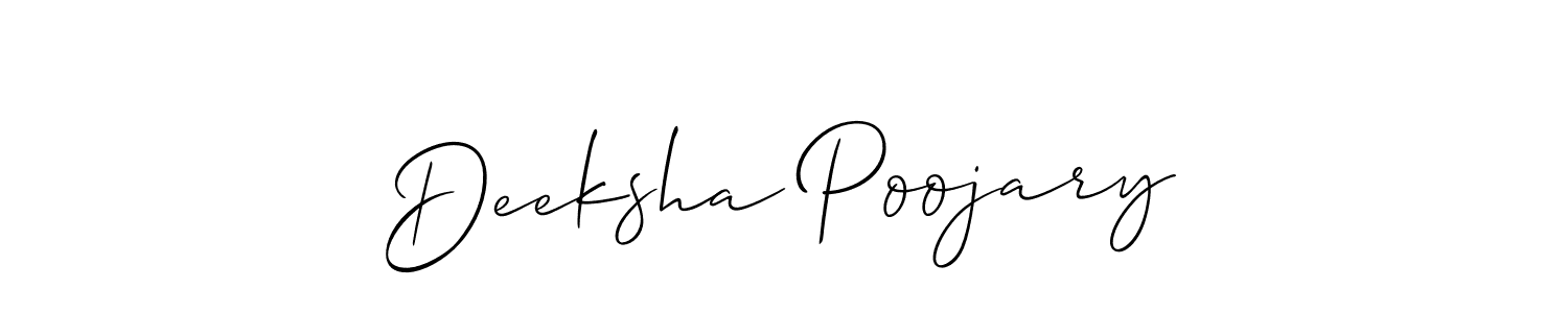 if you are searching for the best signature style for your name Deeksha Poojary. so please give up your signature search. here we have designed multiple signature styles  using Allison_Script. Deeksha Poojary signature style 2 images and pictures png