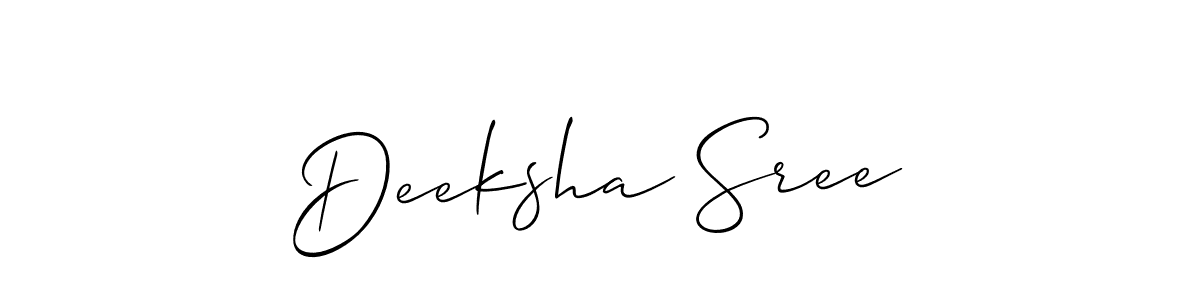 How to make Deeksha Sree name signature. Use Allison_Script style for creating short signs online. This is the latest handwritten sign. Deeksha Sree signature style 2 images and pictures png