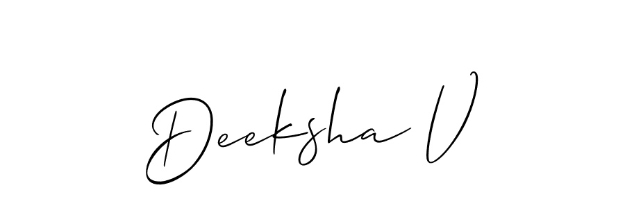 if you are searching for the best signature style for your name Deeksha V. so please give up your signature search. here we have designed multiple signature styles  using Allison_Script. Deeksha V signature style 2 images and pictures png