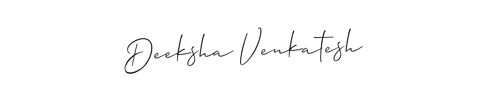 Allison_Script is a professional signature style that is perfect for those who want to add a touch of class to their signature. It is also a great choice for those who want to make their signature more unique. Get Deeksha Venkatesh name to fancy signature for free. Deeksha Venkatesh signature style 2 images and pictures png