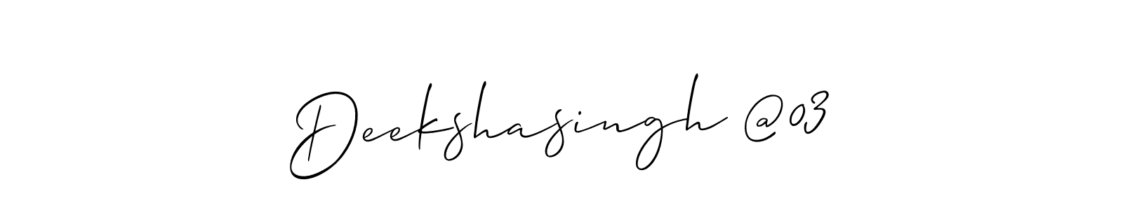 It looks lik you need a new signature style for name Deekshasingh @03. Design unique handwritten (Allison_Script) signature with our free signature maker in just a few clicks. Deekshasingh @03 signature style 2 images and pictures png