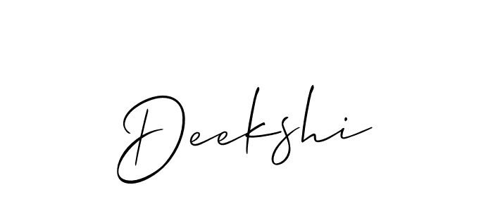 It looks lik you need a new signature style for name Deekshi. Design unique handwritten (Allison_Script) signature with our free signature maker in just a few clicks. Deekshi signature style 2 images and pictures png