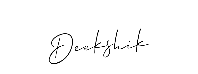 if you are searching for the best signature style for your name Deekshik. so please give up your signature search. here we have designed multiple signature styles  using Allison_Script. Deekshik signature style 2 images and pictures png