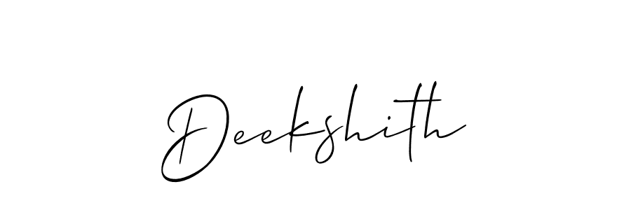 Use a signature maker to create a handwritten signature online. With this signature software, you can design (Allison_Script) your own signature for name Deekshith. Deekshith signature style 2 images and pictures png