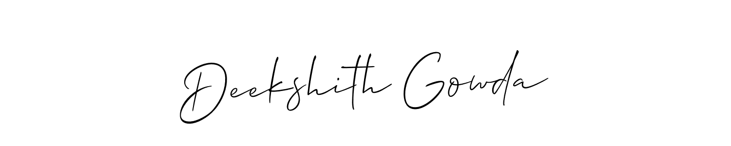 Allison_Script is a professional signature style that is perfect for those who want to add a touch of class to their signature. It is also a great choice for those who want to make their signature more unique. Get Deekshith Gowda name to fancy signature for free. Deekshith Gowda signature style 2 images and pictures png