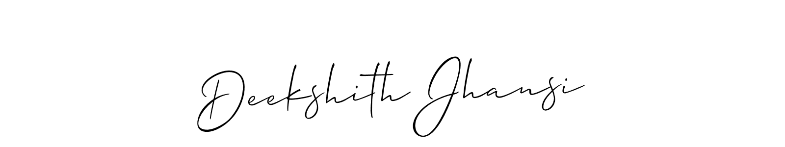 Make a beautiful signature design for name Deekshith Jhansi. With this signature (Allison_Script) style, you can create a handwritten signature for free. Deekshith Jhansi signature style 2 images and pictures png