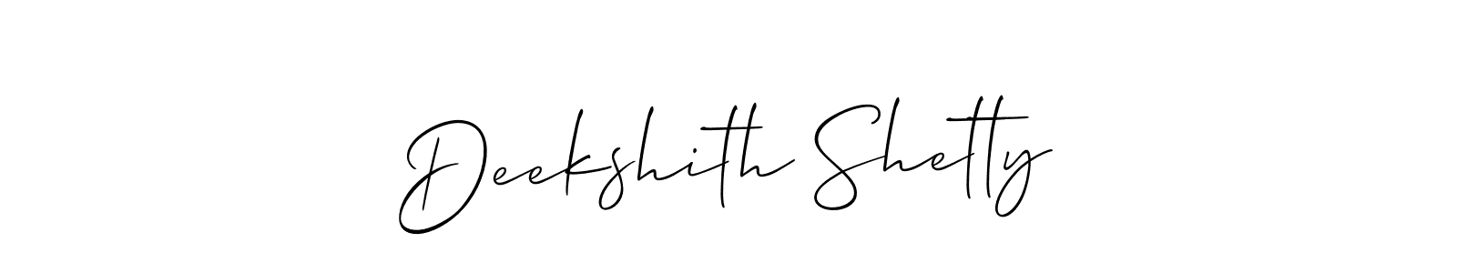 Create a beautiful signature design for name Deekshith Shetty. With this signature (Allison_Script) fonts, you can make a handwritten signature for free. Deekshith Shetty signature style 2 images and pictures png