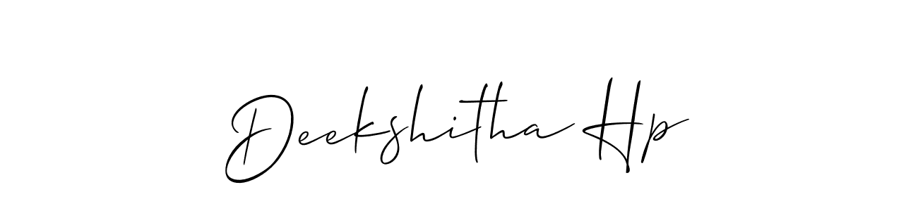 if you are searching for the best signature style for your name Deekshitha Hp. so please give up your signature search. here we have designed multiple signature styles  using Allison_Script. Deekshitha Hp signature style 2 images and pictures png