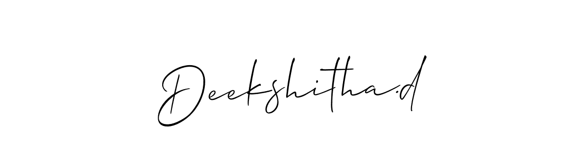 if you are searching for the best signature style for your name Deekshitha.d. so please give up your signature search. here we have designed multiple signature styles  using Allison_Script. Deekshitha.d signature style 2 images and pictures png