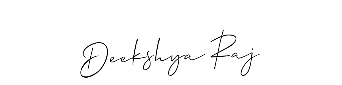 Use a signature maker to create a handwritten signature online. With this signature software, you can design (Allison_Script) your own signature for name Deekshya Raj. Deekshya Raj signature style 2 images and pictures png