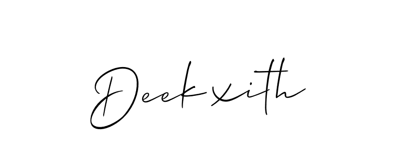 Make a short Deekxith signature style. Manage your documents anywhere anytime using Allison_Script. Create and add eSignatures, submit forms, share and send files easily. Deekxith signature style 2 images and pictures png