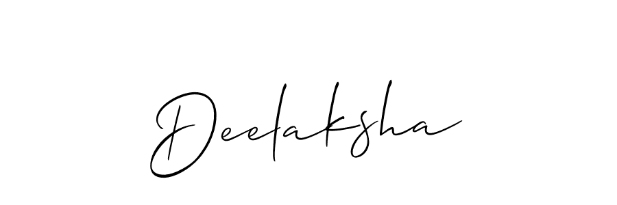 How to make Deelaksha signature? Allison_Script is a professional autograph style. Create handwritten signature for Deelaksha name. Deelaksha signature style 2 images and pictures png