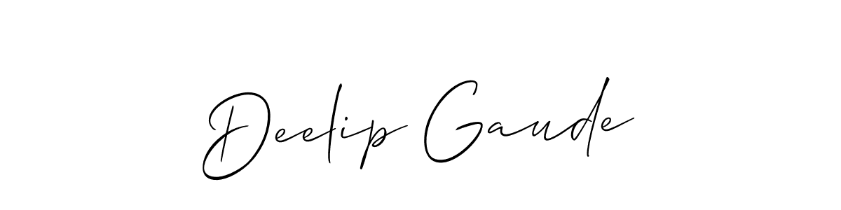 How to make Deelip Gaude name signature. Use Allison_Script style for creating short signs online. This is the latest handwritten sign. Deelip Gaude signature style 2 images and pictures png