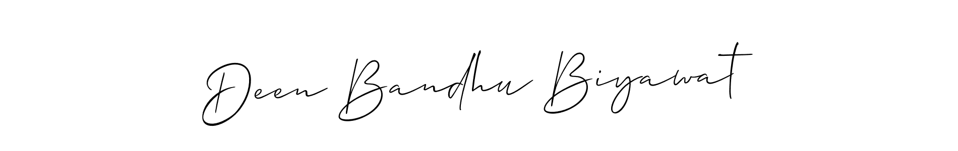 How to make Deen Bandhu Biyawat name signature. Use Allison_Script style for creating short signs online. This is the latest handwritten sign. Deen Bandhu Biyawat signature style 2 images and pictures png