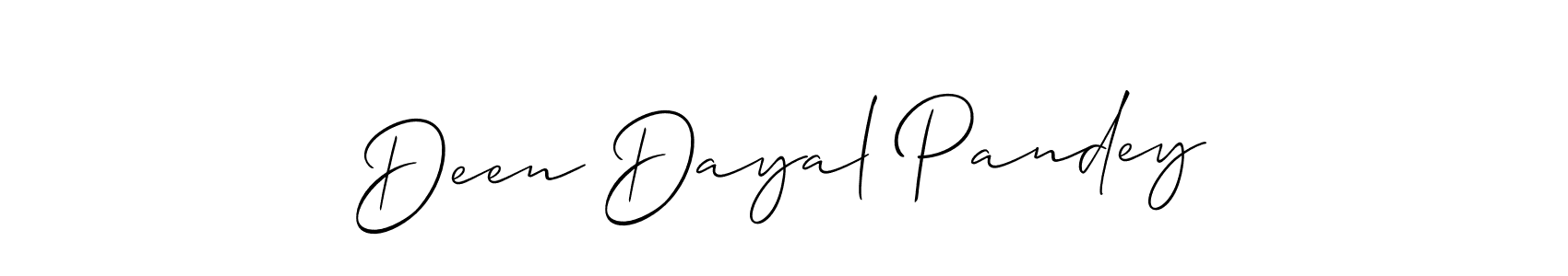 The best way (Allison_Script) to make a short signature is to pick only two or three words in your name. The name Deen Dayal Pandey include a total of six letters. For converting this name. Deen Dayal Pandey signature style 2 images and pictures png