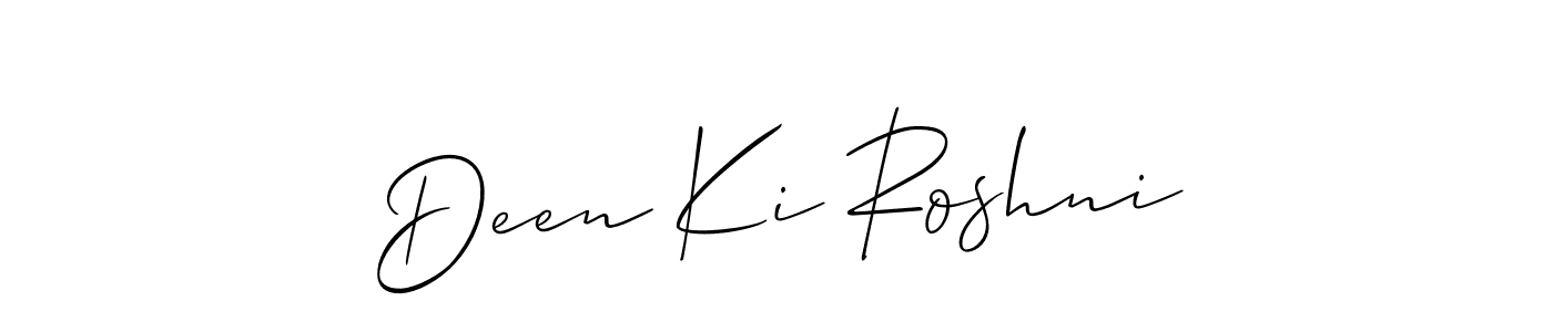Also You can easily find your signature by using the search form. We will create Deen Ki Roshni name handwritten signature images for you free of cost using Allison_Script sign style. Deen Ki Roshni signature style 2 images and pictures png