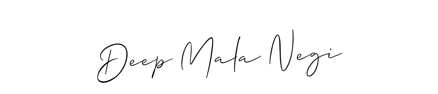 How to make Deep Mala Negi name signature. Use Allison_Script style for creating short signs online. This is the latest handwritten sign. Deep Mala Negi signature style 2 images and pictures png