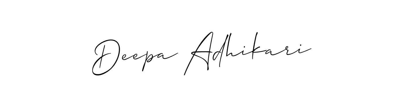 The best way (Allison_Script) to make a short signature is to pick only two or three words in your name. The name Deepa Adhikari include a total of six letters. For converting this name. Deepa Adhikari signature style 2 images and pictures png