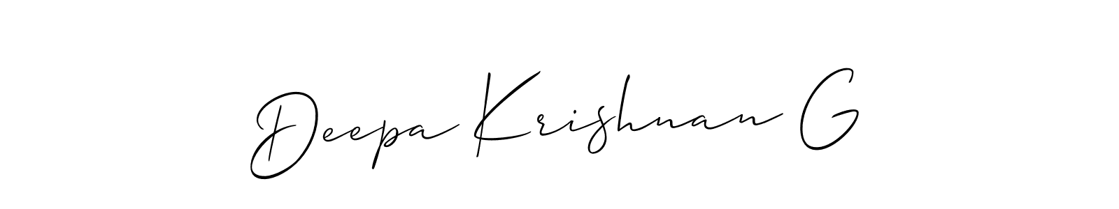 Create a beautiful signature design for name Deepa Krishnan G. With this signature (Allison_Script) fonts, you can make a handwritten signature for free. Deepa Krishnan G signature style 2 images and pictures png