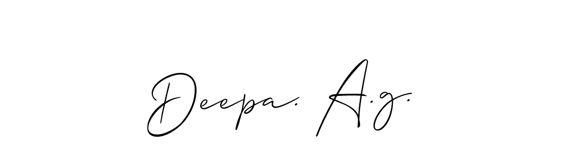 Also You can easily find your signature by using the search form. We will create Deepa. A.g. name handwritten signature images for you free of cost using Allison_Script sign style. Deepa. A.g. signature style 2 images and pictures png