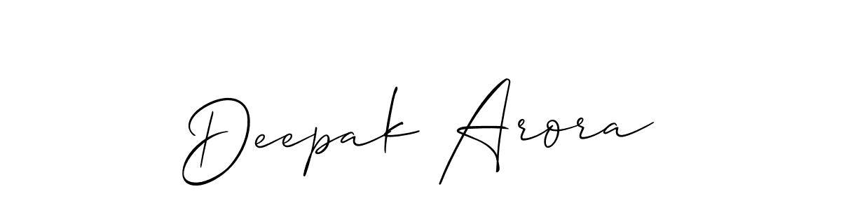 Make a short Deepak Arora signature style. Manage your documents anywhere anytime using Allison_Script. Create and add eSignatures, submit forms, share and send files easily. Deepak Arora signature style 2 images and pictures png