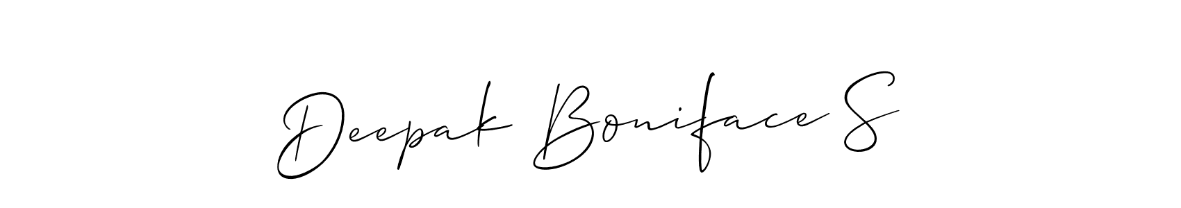 Allison_Script is a professional signature style that is perfect for those who want to add a touch of class to their signature. It is also a great choice for those who want to make their signature more unique. Get Deepak Boniface S name to fancy signature for free. Deepak Boniface S signature style 2 images and pictures png