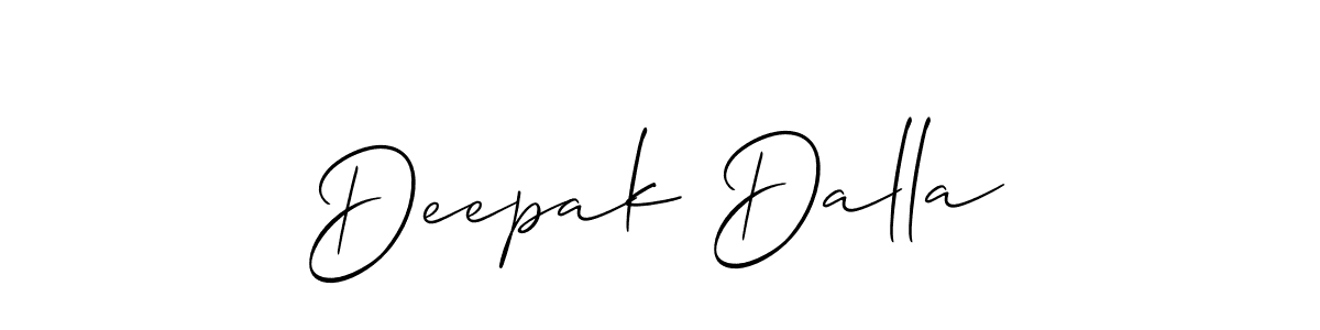 The best way (Allison_Script) to make a short signature is to pick only two or three words in your name. The name Deepak Dalla include a total of six letters. For converting this name. Deepak Dalla signature style 2 images and pictures png